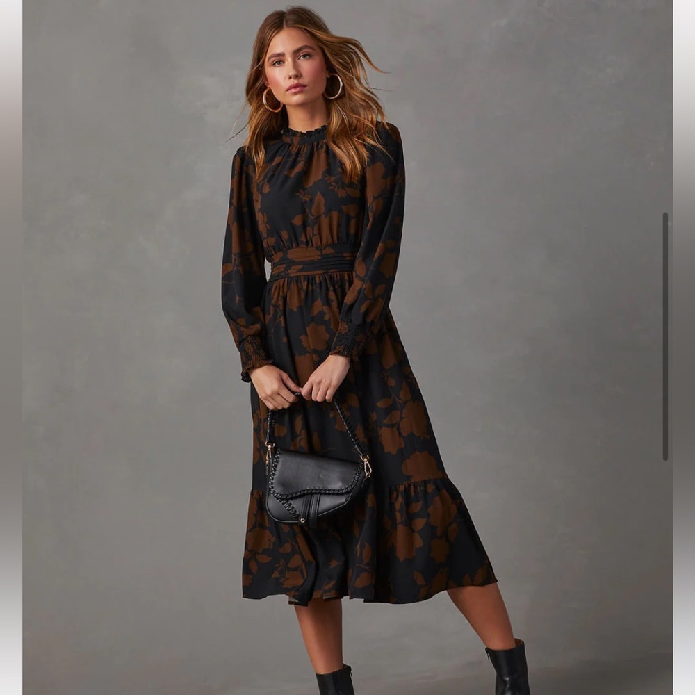 Vici Black and Brown Midi Dress